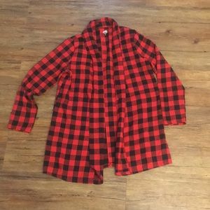 Tickled Teal Buffalo Plaid Flannel Cardigan